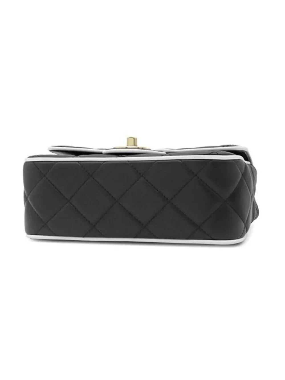 Chanel Shoulder Bag Mini Flap Lambskin Black White Champagne Gold Bicolor